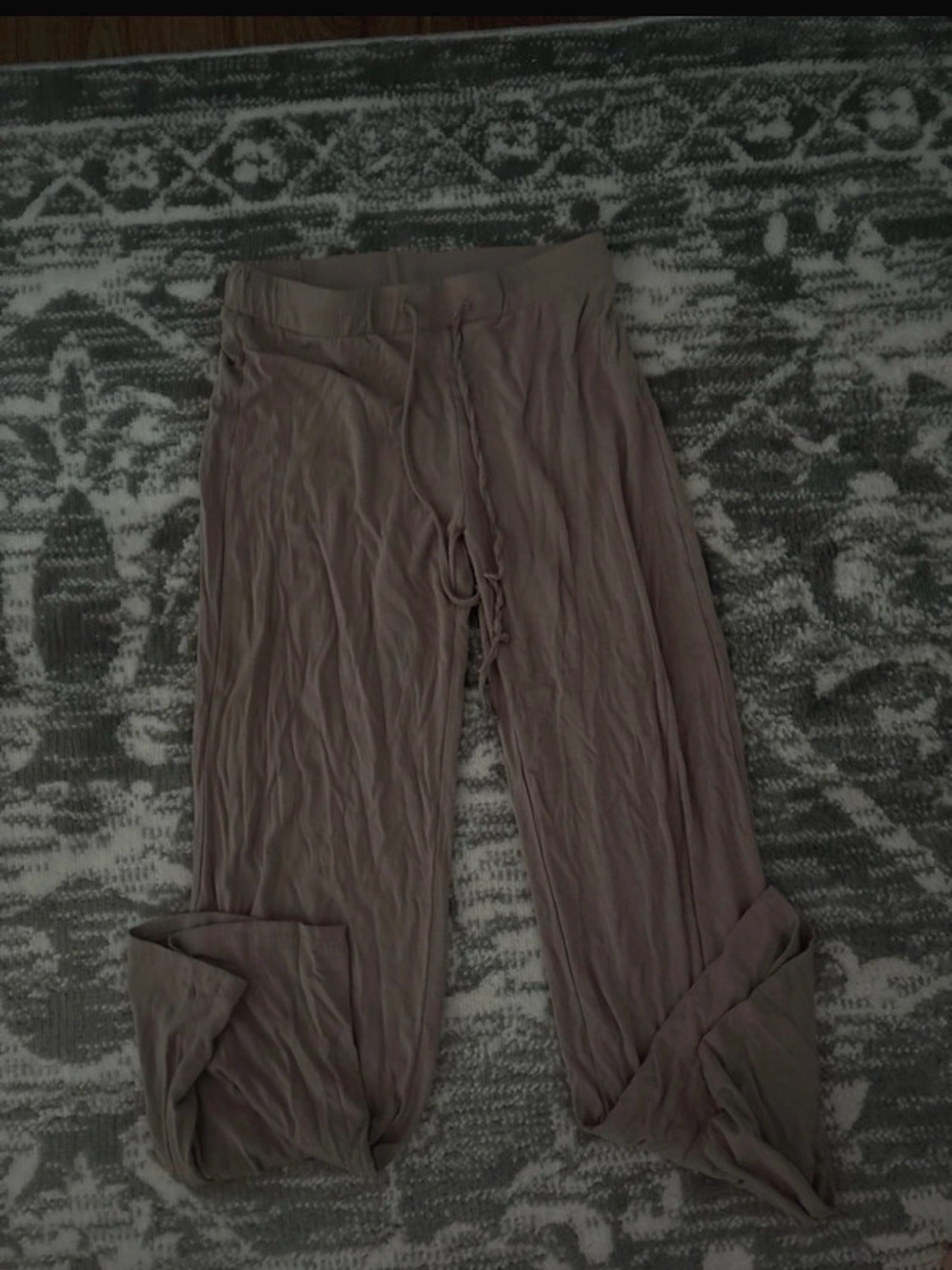 Amazon Women's Taupe Drawstring Wide-Leg Pants